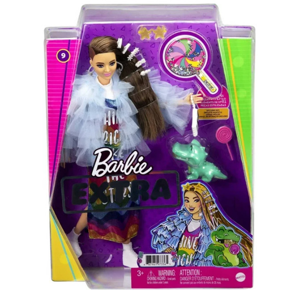 Barbie Extra # 9  Fashion Doll Long Hair bling Clips Accessories & Pet NWT - Picture 1 of 8